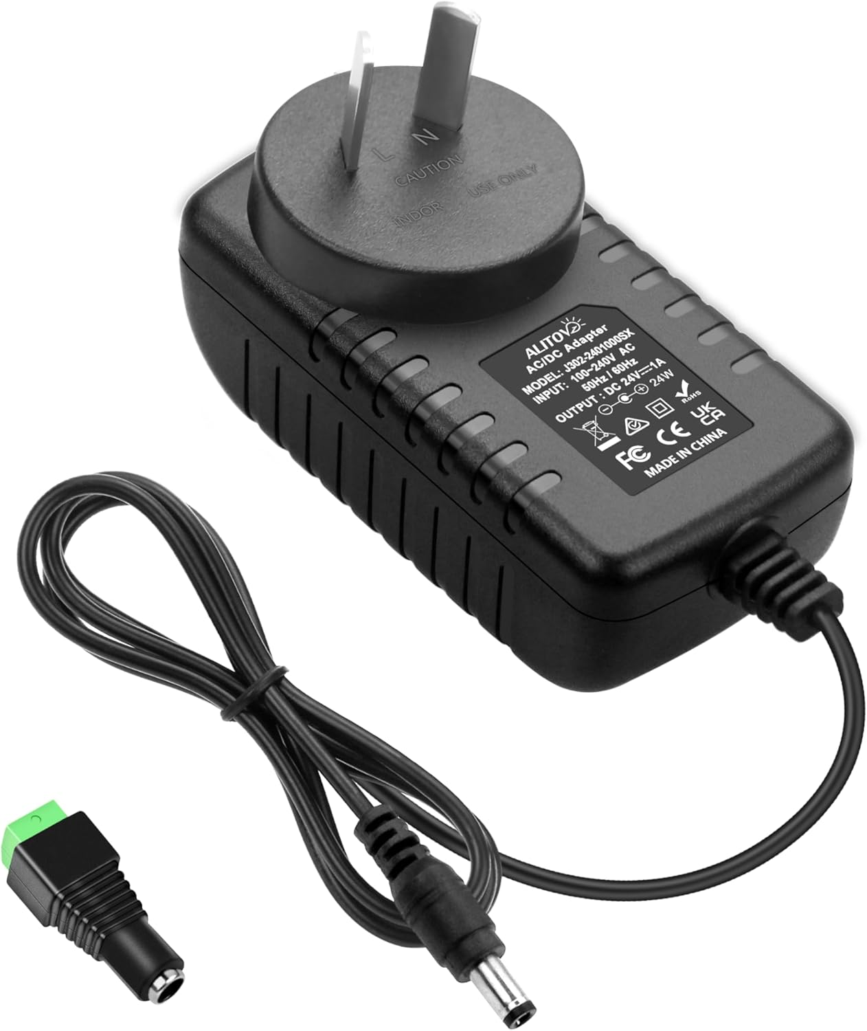 ALITOVE 24V 1A 24W DC Power Supply Adapter 220~240V AC to DC 24 Volt 1 Amp Converter 24 Vdc 1000Ma 800Ma 600Ma 400Ma 200Ma with 5.5Mm X 2.5Mm 2.1Mm Plug for LED Strip Light CCTV Camera DC Pump image number 1