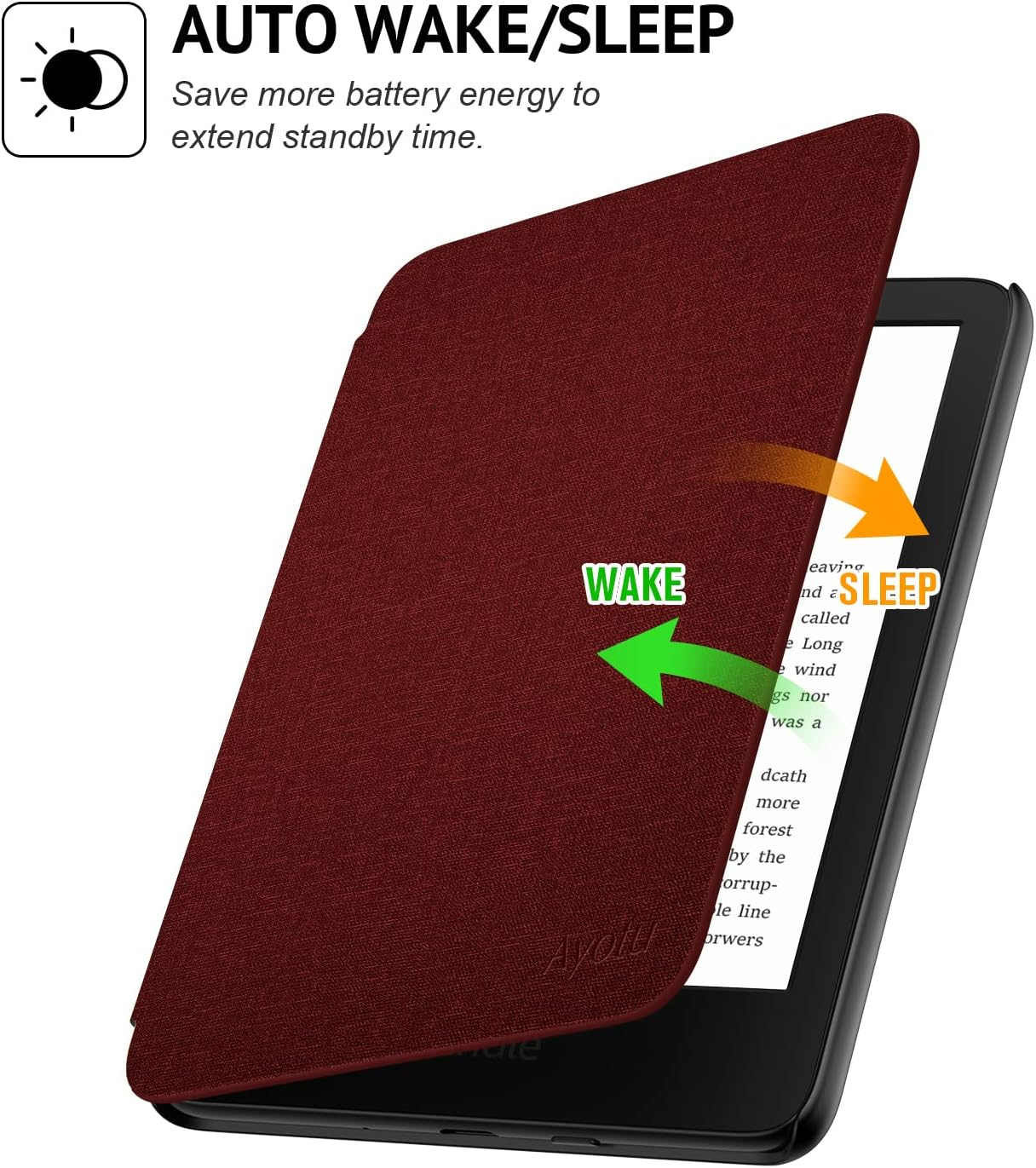 Ayotu Case for 6" All-New Kindle (2024/2022 Release), Slim Lightweight Durable Cover with Auto Sleep/Wake, ONLY Fit 6 Inch Basic Kindle 11Th Gen 2024/2022 Release, Red image number 5