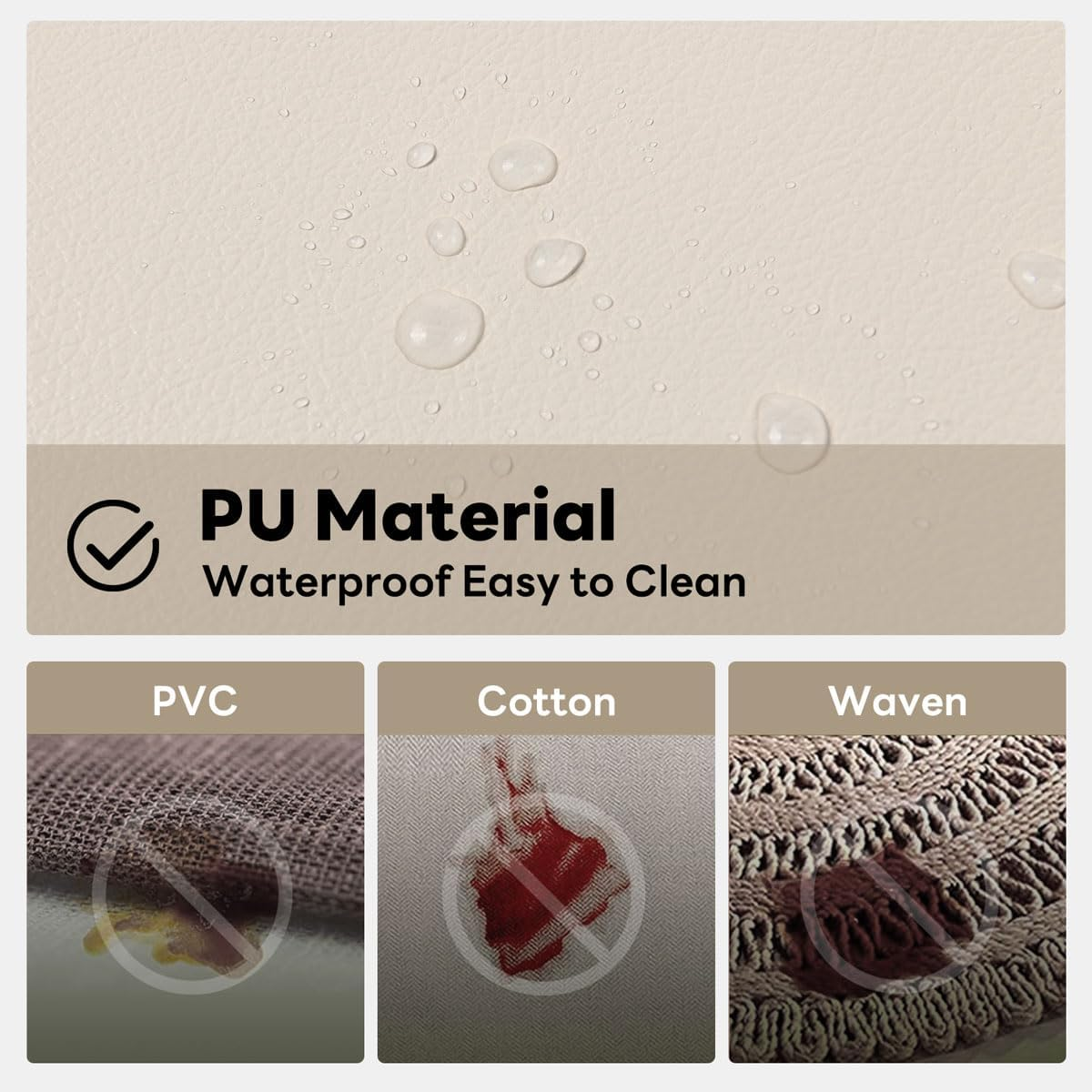 Placemats Set of 4, Faux Leather Table Mats, Heat Resistant Easy to Clean Wipeable Waterproof Washable Outdoor Placemats for Kitchen Dining Table Decorations, 17&rsquo;&rsquo;&times;12&rsquo;&rsquo;, Beige - Beige+Yellow Edges 4 image number 5