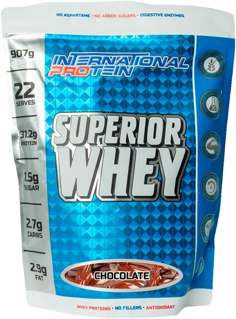 International Protein Superior Whey Chocolate Protein Powder 907 G image number 2