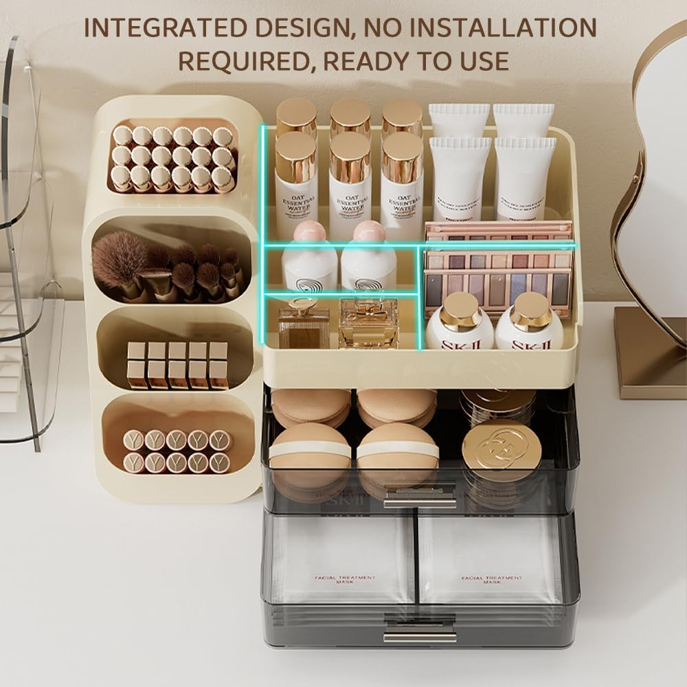 HYAVIA Luxury Makeup Organizer with Drawers &ndash; Large Acrylic Countertop Cosmetic Storage Box for Lipsticks, Skincare, Makeup Brushes, Perfume & Beauty Essentials, Vanity Organizer for Home or Travel image number 1
