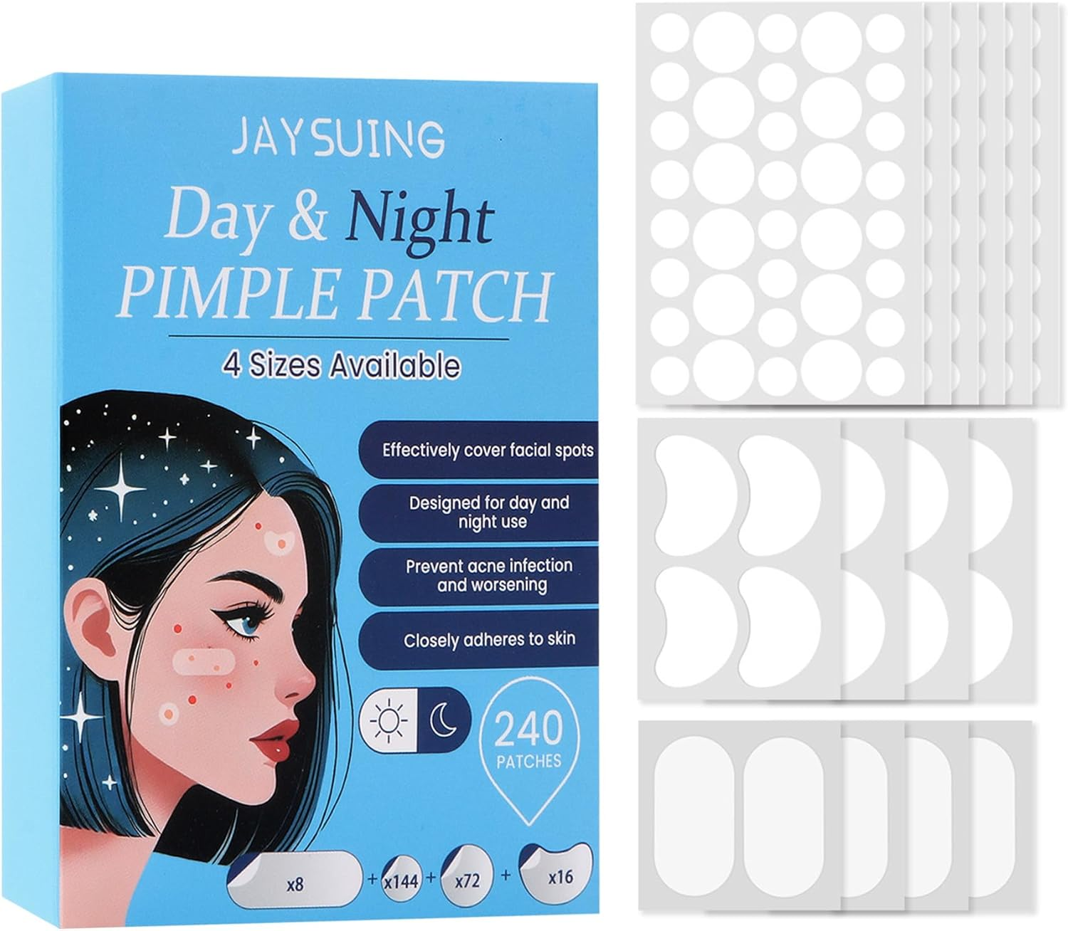 Acne Pimple Patch &ndash; 240Pcs Hydrocolloid Spot Stickers for Face, Invisible & Waterproof, Suitable for All Skin Types image number 5