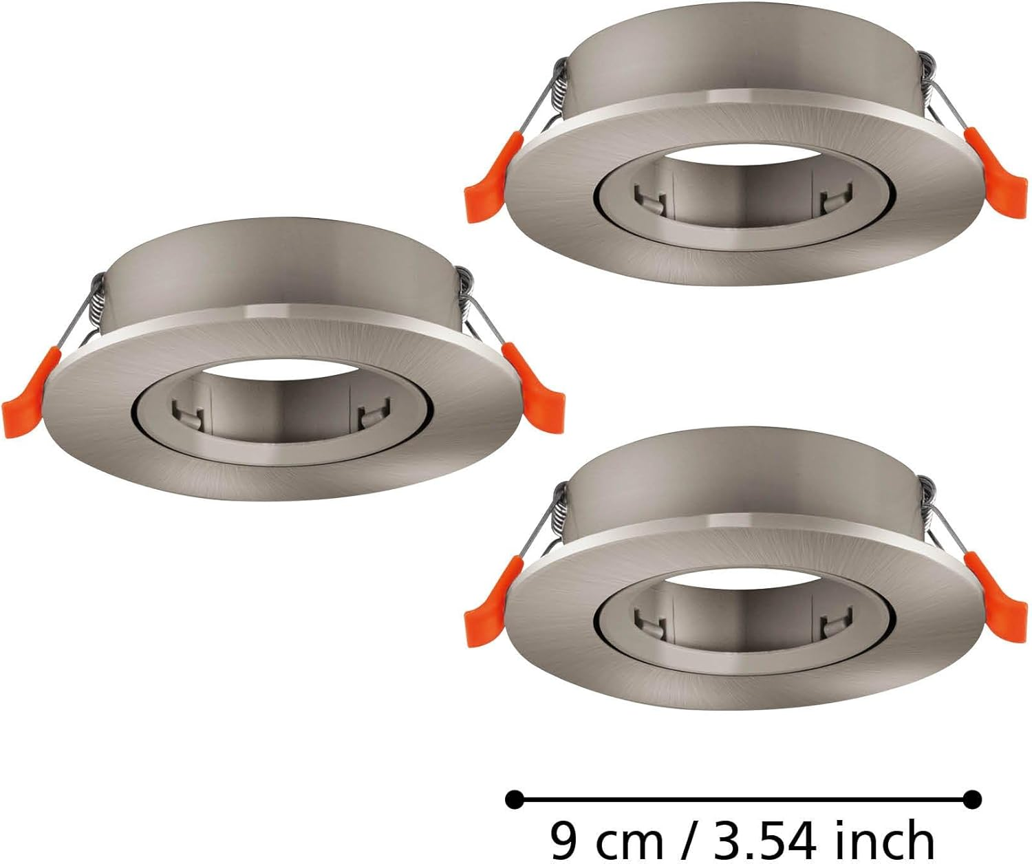 Eglo Set of 3 Recessed Spotlights Barranco, Adjustable Spot Lights for Ceiling, round Downlight without Bulb, Silver Plastic Lamp, GU10 Socket, &Oslash; 9 Cm image number 1
