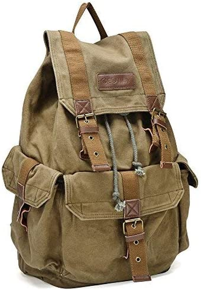 Gootium Canvas Backpack - Vintage Outdoor Rucksack Travel Day Pack
