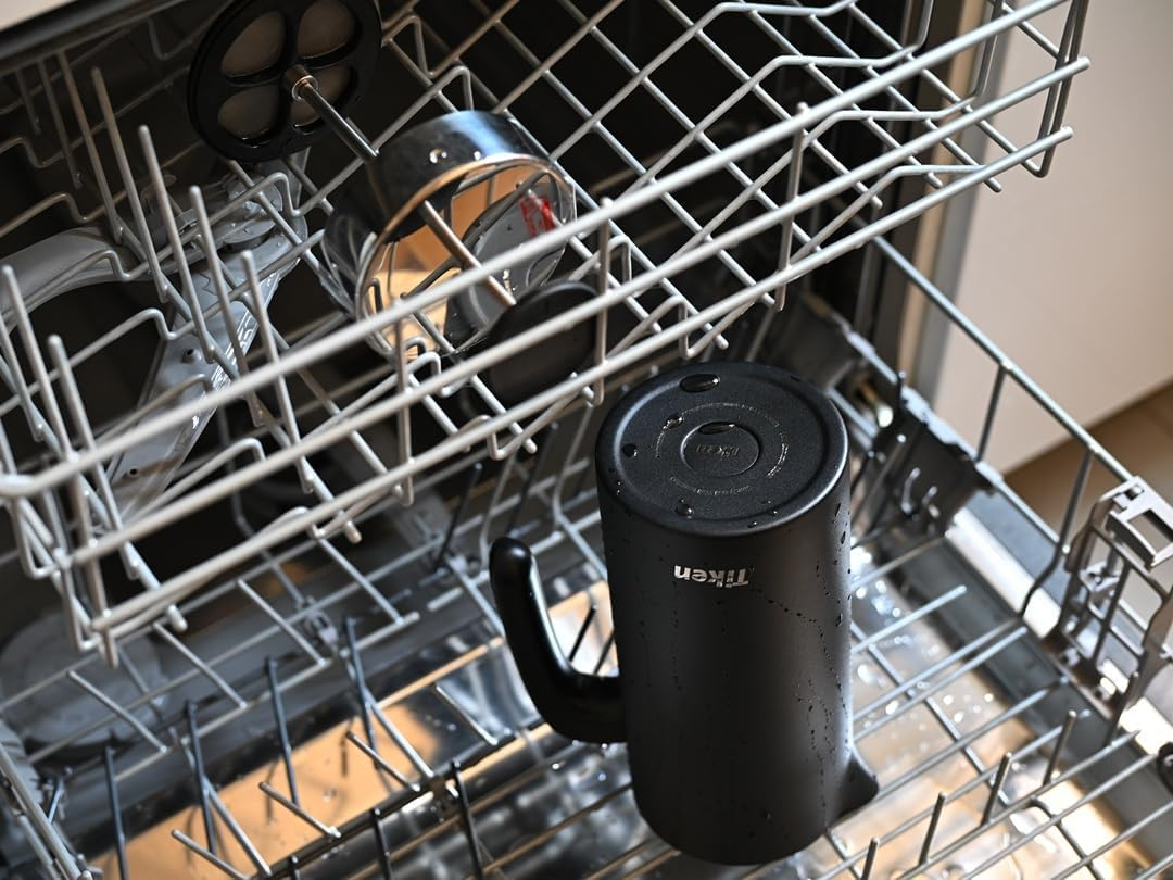 French Press Coffee Maker Stainless Steel Double-Wall Vacuum Insulated Coffee Press Dishwasher Safe, 34Oz Black image number 4