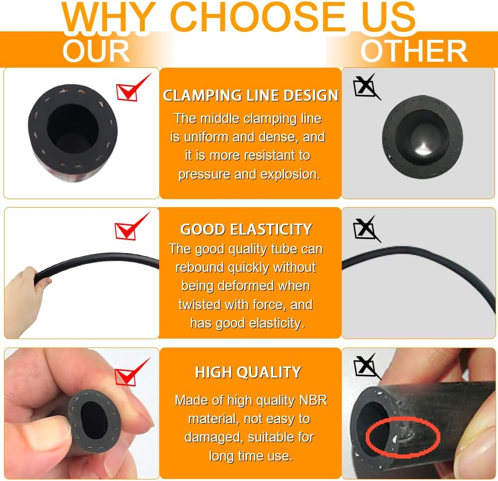 Fuel Line 1/2 Inch ID NBR Fuel Line Hose 8AN Rubber Push on Fuel Hose for Small Engines 10 Feet image number 1