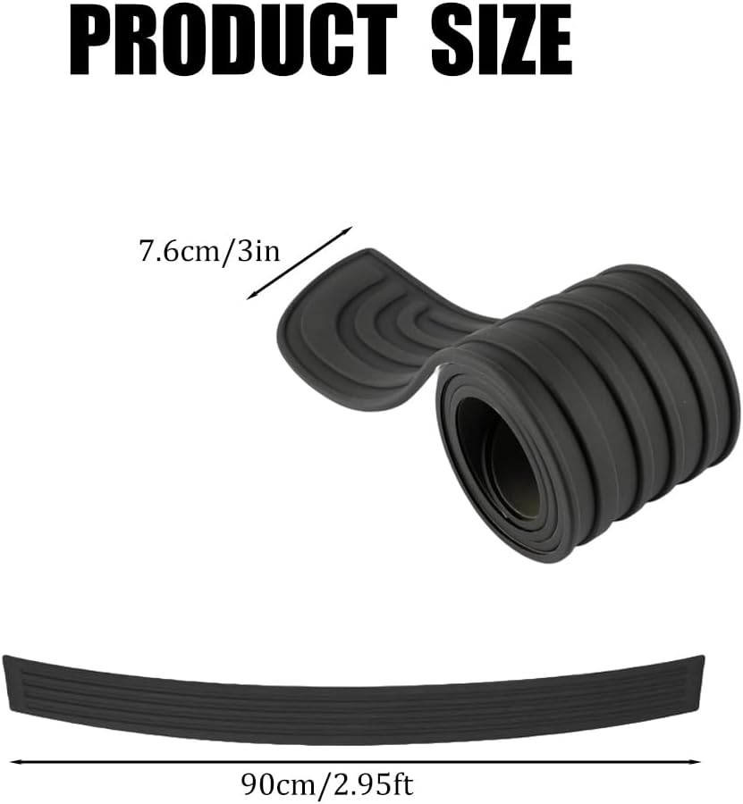 Car Rear Bumper Guard, 2.95 Feet Long Car/Suv Universal Black Rubber Scratch Resistant Trunk Exterior Accessories