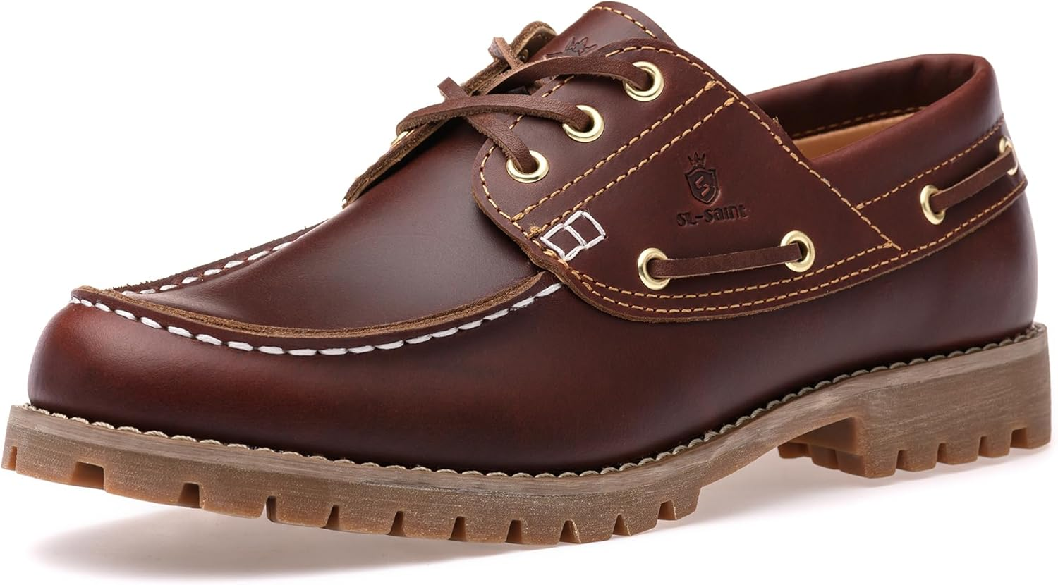 Sl-Saint 1 Handmade Men'S Classic Boat & Deck Shoes Moc Toe Lace up Full Grain Leather Comfortable Fashion Casual