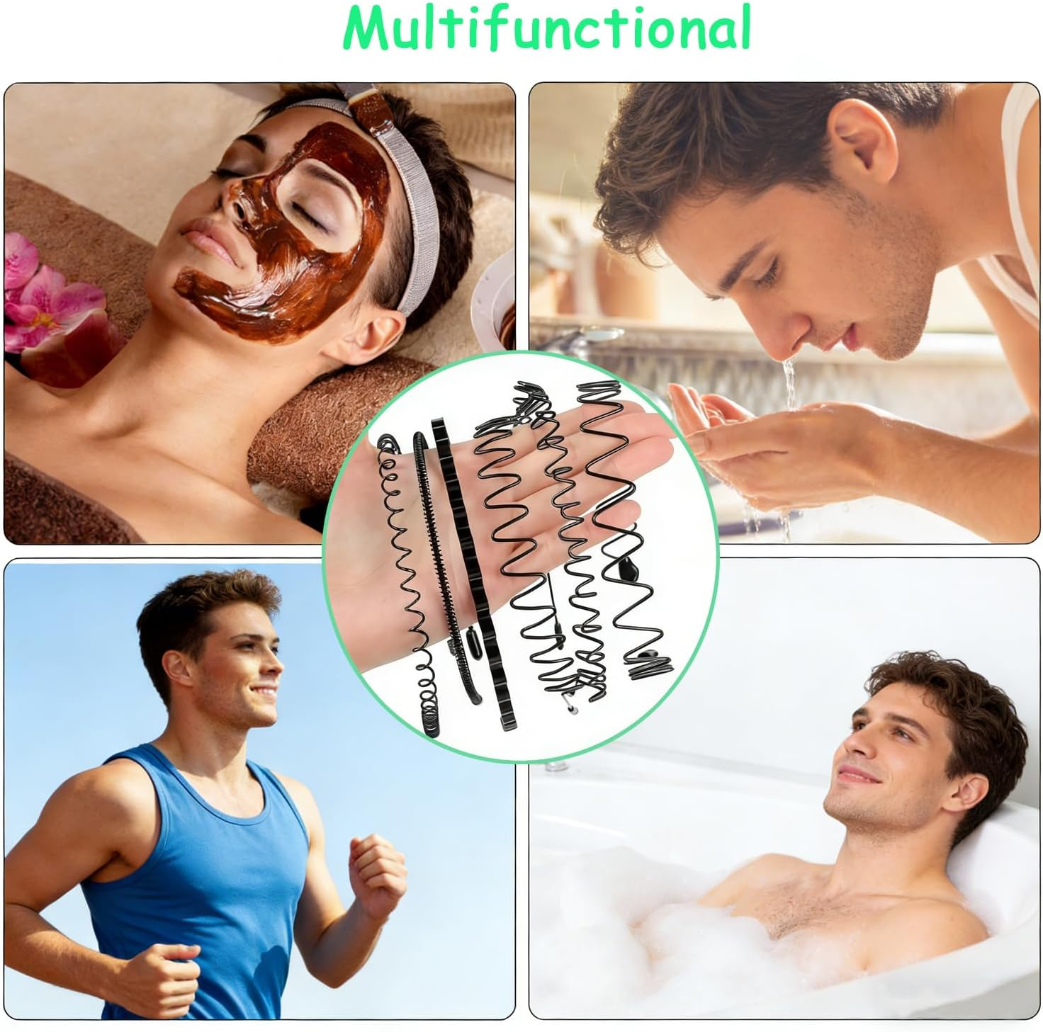 Pack of 6 Metal Headbands, Suiyeejan Headbands, Men Women, Lightweight and Non-Slip Adjustable, Black Metal Headband for Outdoor Sports Yoga image number 3