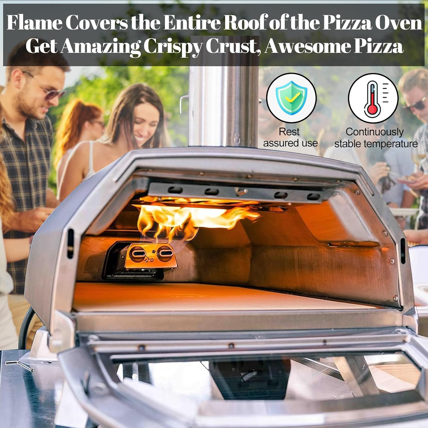 Gas Burner for Ooni Karu 12 Pizza Oven Gas Burner Attachment,Gas Burner Attachment for Ooni Fyra 12, with Gas Converter and Propane Connection Valve Hose,Fire Barriers image number 3