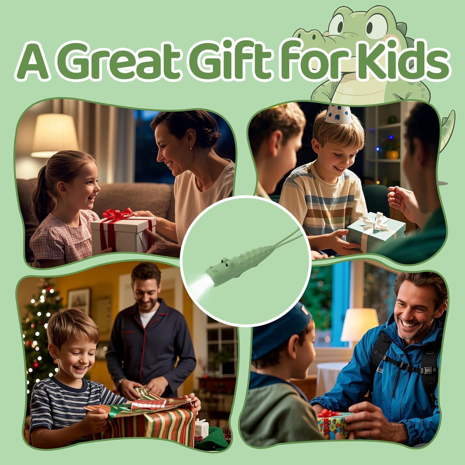 Phoselpida Silicone LED Flashlight,Rechargeable Cute Animal Shaped Silicone Flashlight,Crocodile and Dog Flashlight,Gifts for Camping Essentials Gear,Birthday,Christmas and New Year (2PCS) Dog Torch