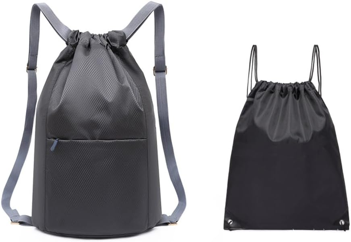 GYWHOOFT Drawstring Backpack Bag,2 Pcs Drawstring Backpack Waterproof Drawstring Bags Gym Bags,Drawstring Gym Backpack String Bag,Drawstring Backpack Water Resistant String Bag Sports Gym Bag(Black) image number 2