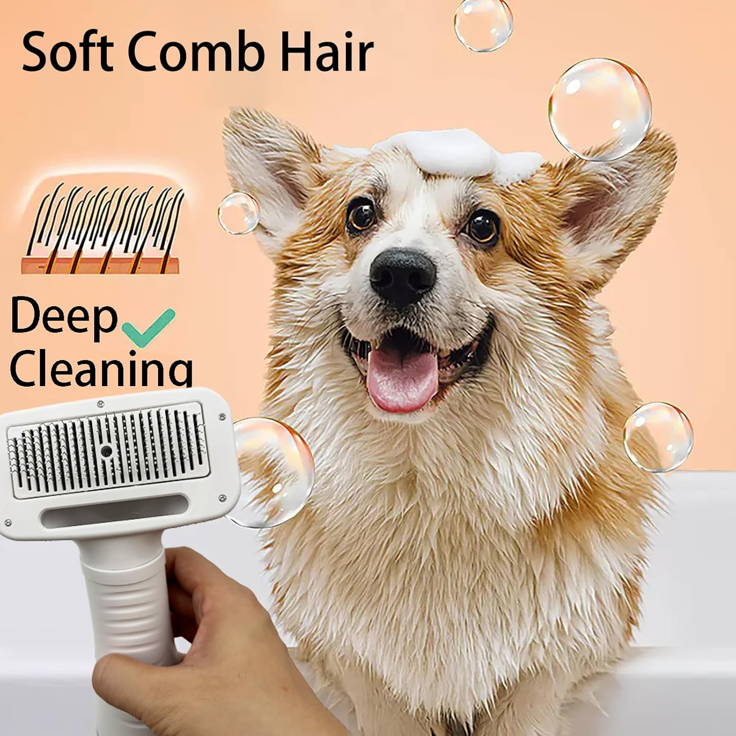 Xoxel Pet Hair-Drying Comb Pet Hair Dryer with Slicker Brush, 2-In-1 Grooming Dryer for Dogs & Cats | Lightweight, Quiet, Adjustable Temp | Perfect for Small to Medium Pets image number 2