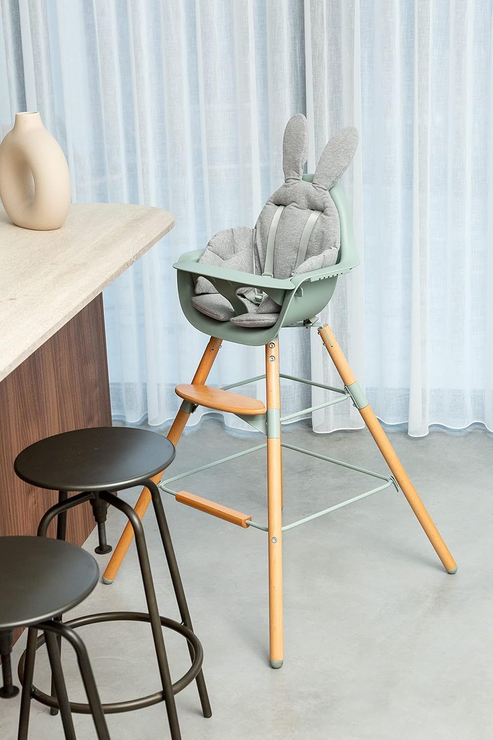CHILDHOME, Baby/Child High Chair, Evolutive, from 6 Months up to 6 Years, Height Adjustable, 5 Point Harness, Many Accessories, Compatible with Evolu Baby Newborn Seat, Beechwood, Evolu 2, Mint - Mint image number 2