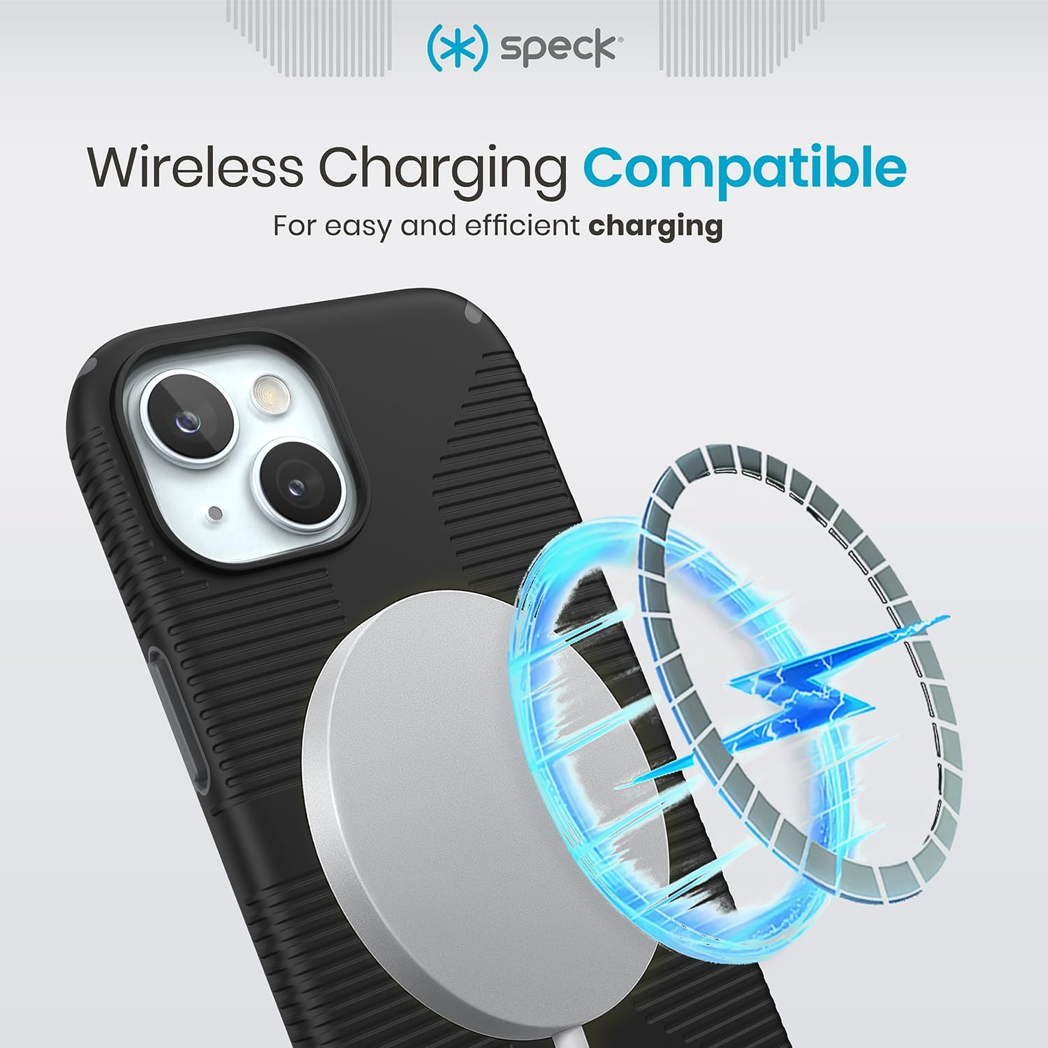 Speck Iphone 15 Case - Built for Magsafe, Drop Protection Grip &ndash; for Iphone 15 Iphone 14 & Iphone 13 - Scratch Resistant, Soft Touch, 6.1 Inch Phone Case - Candyshell Grip Black/Slate Grey - Black/Slate Grey image number 6