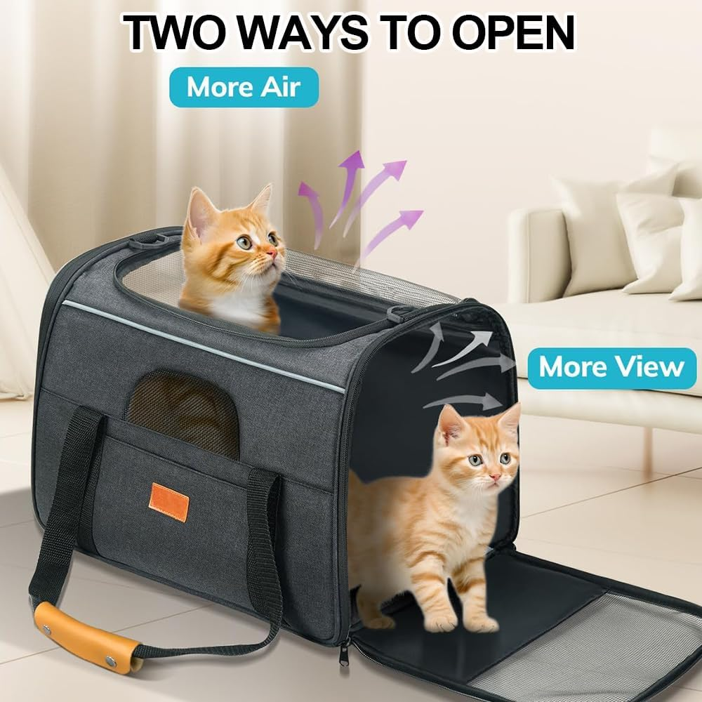 Cat Carrier - Soft Sided Large Pet Bag for Large/Medium Cats & Puppies, Featuring Secure Zipper, Foldable Bowl & Breathable Travel Pet Bag image number 1