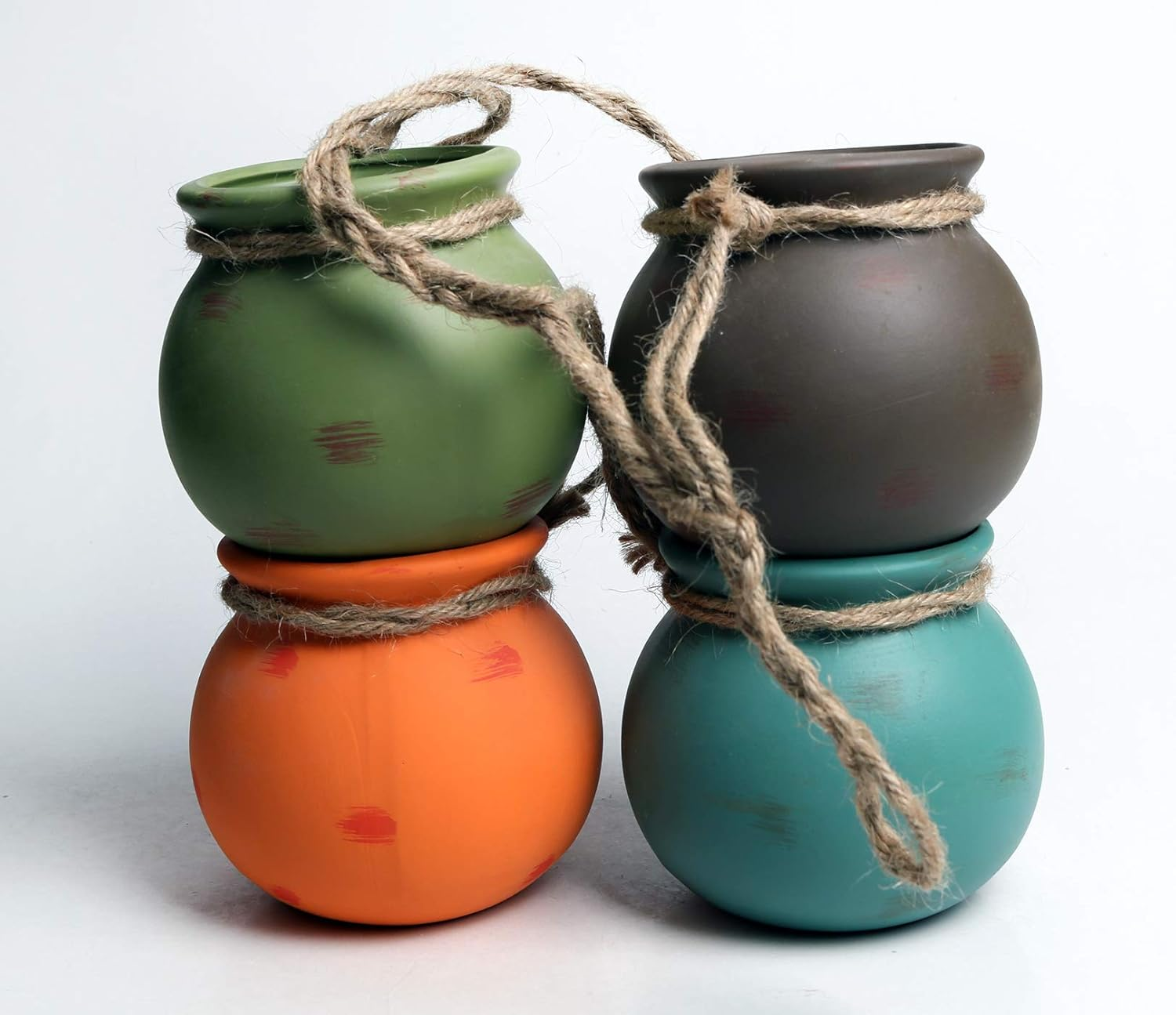 4PCS 4.0 Inch Hanging Succulent Planters Dangling Ceramic Pot Wall or Ceiling Mount Hanging Ceramic Plant Pot Hanging Planter Hanging Pendant Hanging Basket Succulent Planter/Succulent Cactus/ image number 6