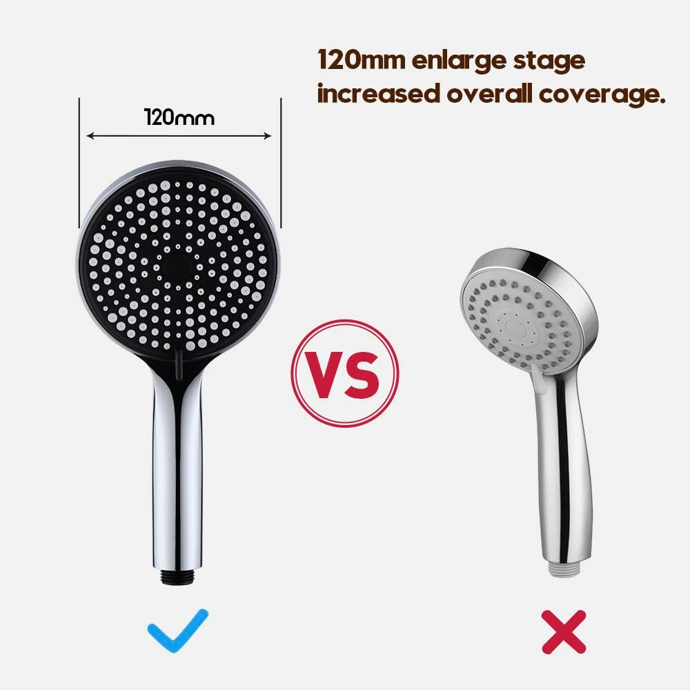 Decaura WELS Handheld Shower Head 3-Mode Spray Massage/Rain/Mix round ABS (Chrome) - Matt Black image number 1