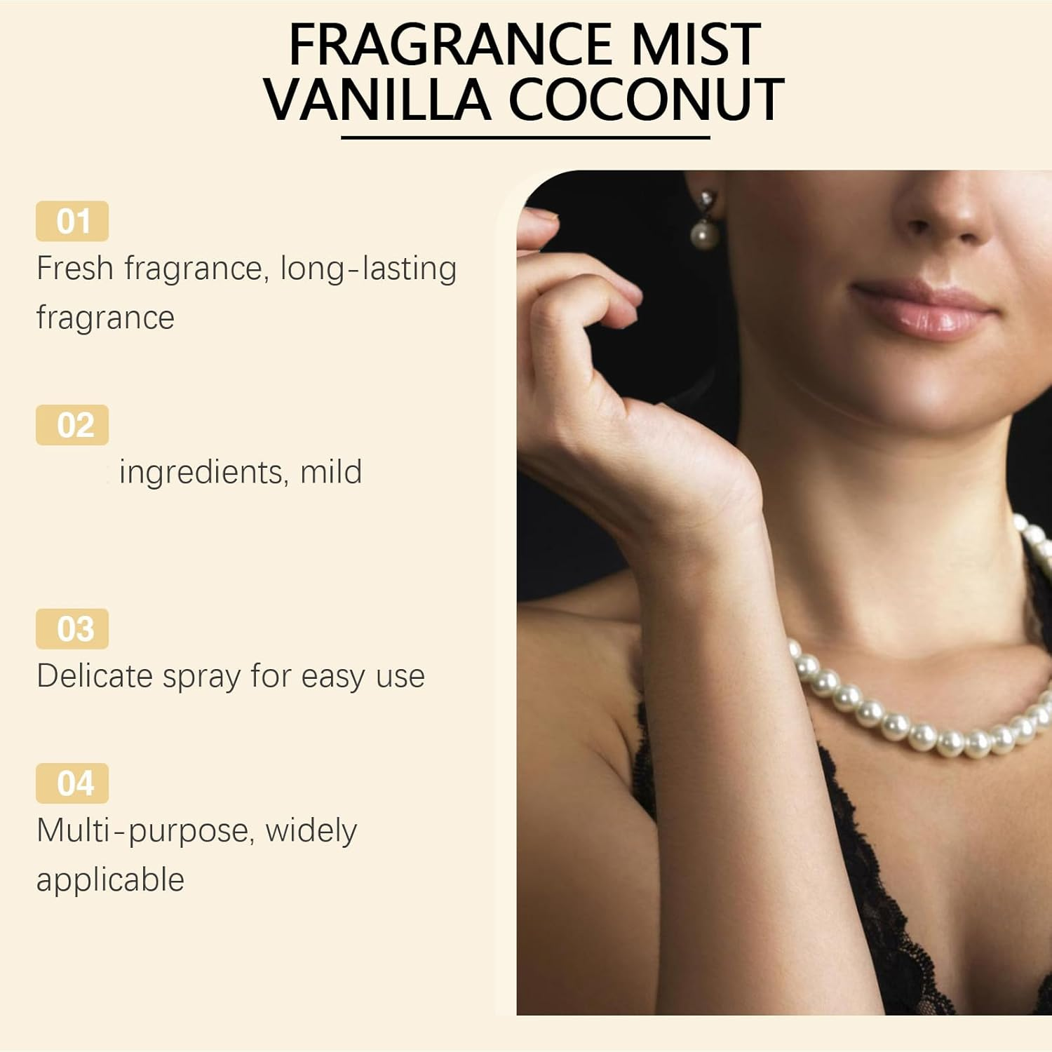 Vanilla Coconut Fragrance Mist, Long Lasting Hair and Body Mist, Body Spray Perfume Women, Long-Lasting Fragrance, Vanilla Coconut Passion Body Spray, Lightweight & Refreshing, for Women & Men (2Pcs) - 2Pcs image number 5