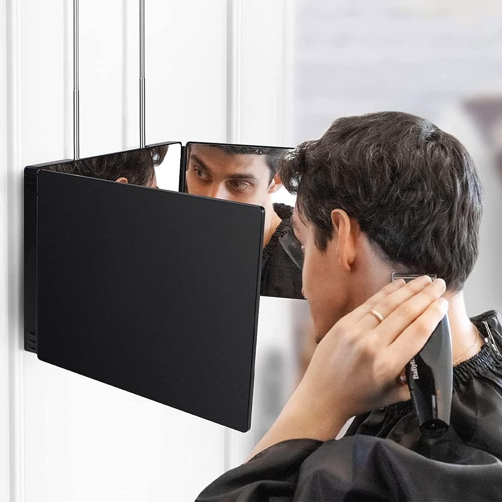 3 Way Mirror | Trifold Mirror for Self Hair Cutting and Styling | DIY Haircut Tool to Cut, Trim, or Shave Your Head and Neckline at Home | Adjustable, Portable, Hands-Free | Haircut Artifact image number 4