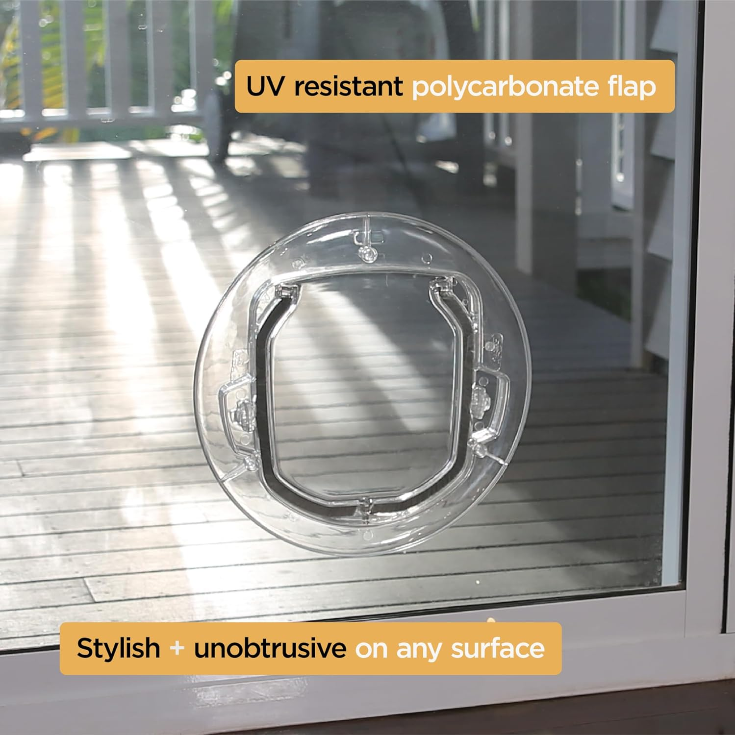 Hakuna Pets Cat & Small Dog Pet Door with 4-Way Locks for Screeens, Glass Doors & Windows up to 0.6" Thick, for Pets up to 20 Lb, Ultra Clear image number 1