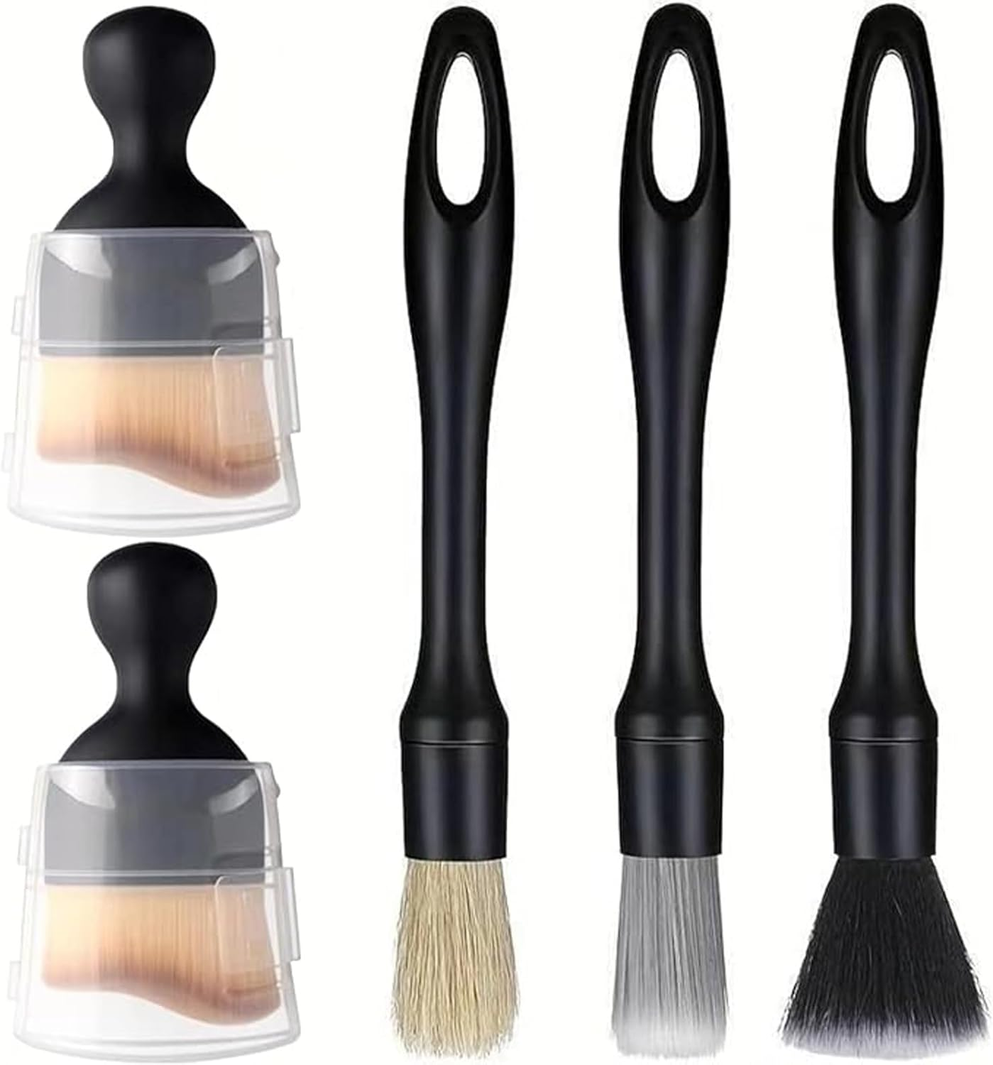 5Pcs Car Brush Set,3 Soft Premium Detail Brushes and 2 Interior Cleaning Lint Brushes,For Auto Interior Dust Brush Air Conditioner Vents, Scratch Free image number 4