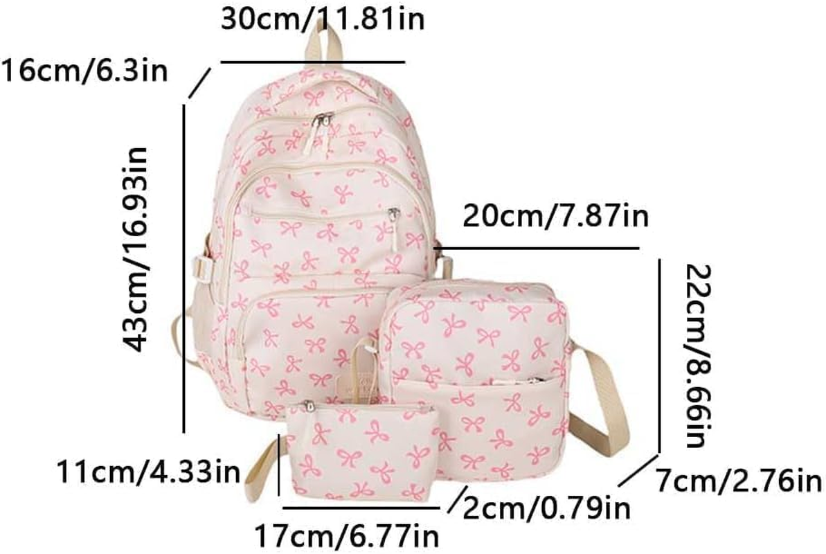 Bow Backpack 3PCS Set Coquette Nylon Backpack Cute, Kawaii Bow Backpacks, Fashion Travel Daypack, for Travel Daily & School - 1Pcs*B image number 6