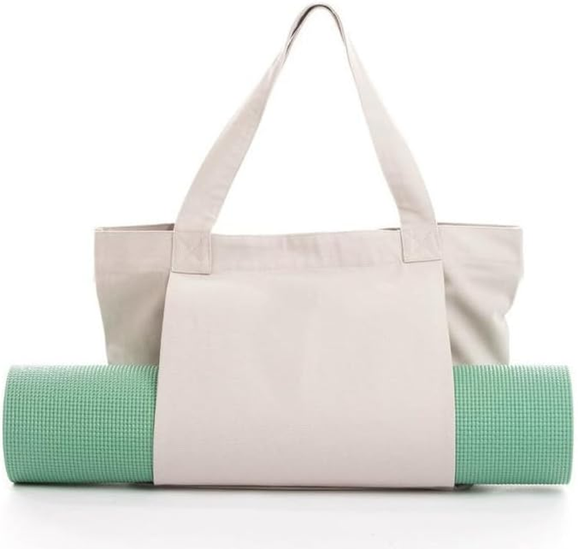 Yoga Mat Bag with Pockets - Multi-Functional Canvas Tote for Women - Portable Gym Carrier with Mat Holder for Pilates and Daily Uses