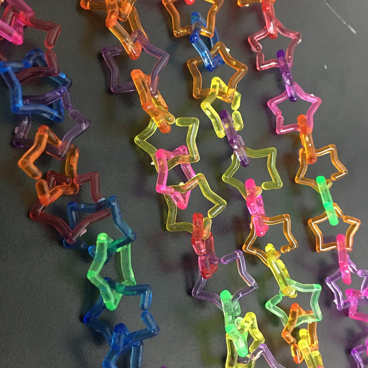 Star Shape Clear Color Chain Links Plastic Neon Toy Parrot Bird Foot Parts Kid DIY 100Pcs