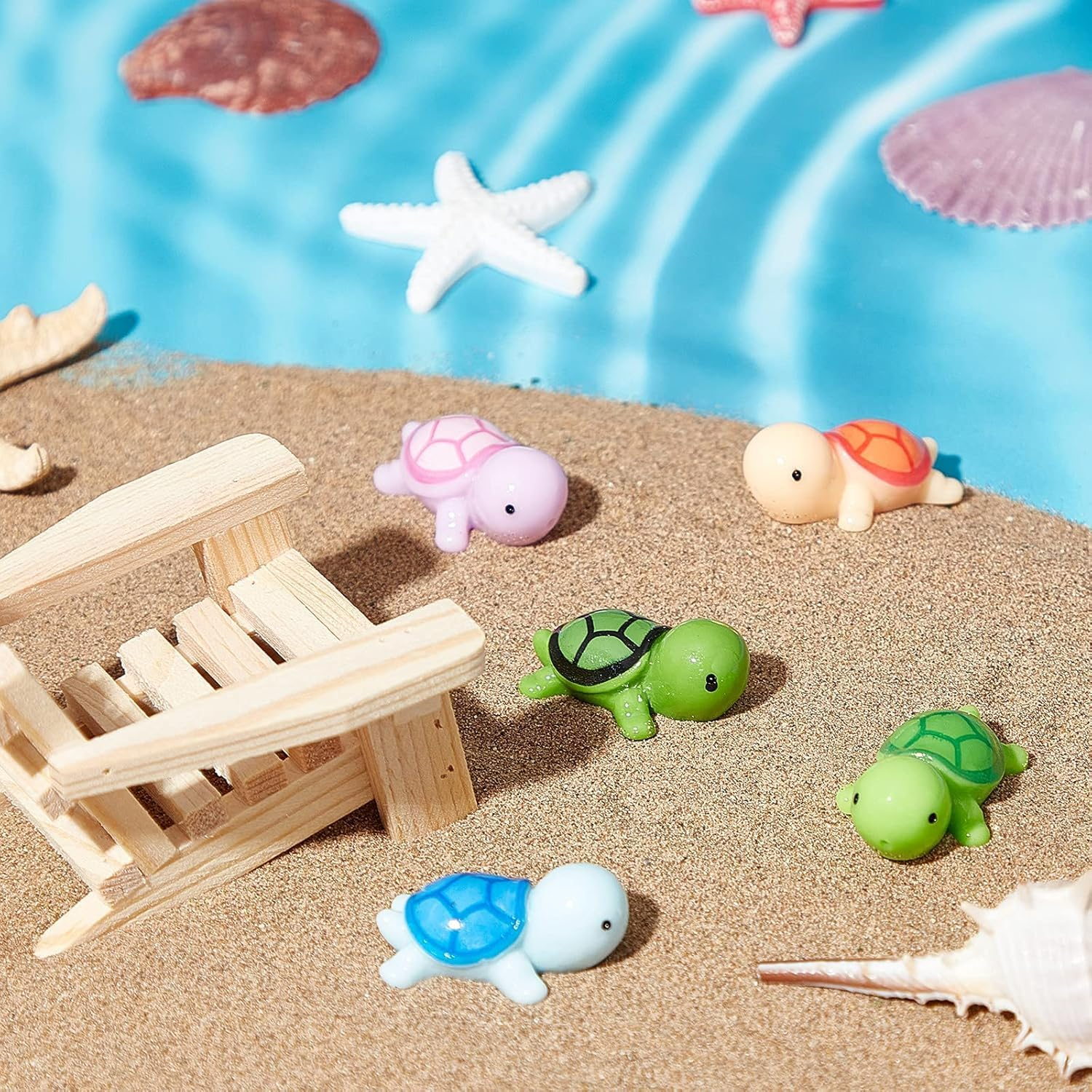 100 Pcs Mini Animals Miniature Resin Figurines in the Mini Animals Garden Miniature Moss Landscape DIY (Turtle) image number 2