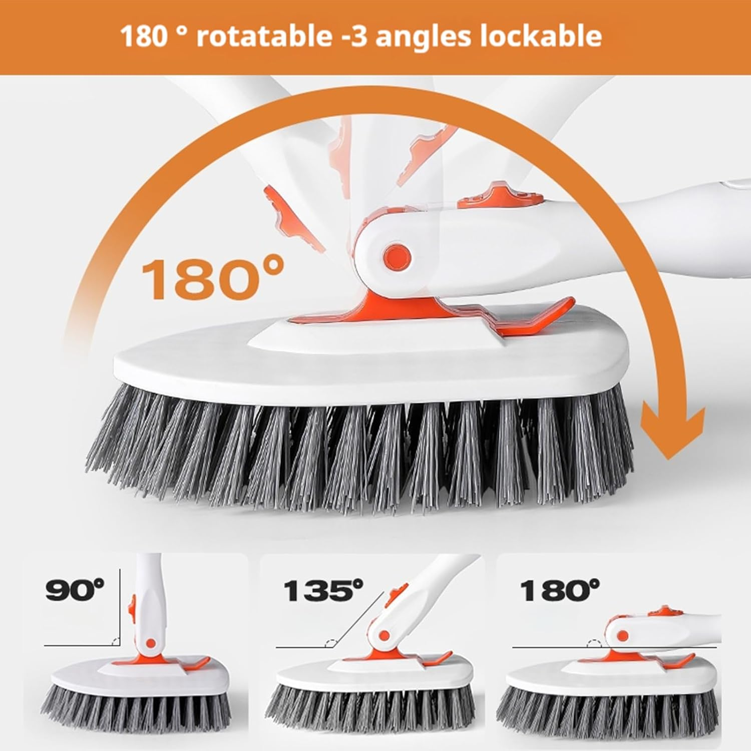 54Inch Adjustable Tub and Tile Scrubber, Scrub Cleaning Brush with Long Handle, with 1 Stiff Bristles,1Microfiber Pad and 2 Sponge Brush, for Cleaning Bathroom Shower Bathtub Glass Tile Floor image number 5