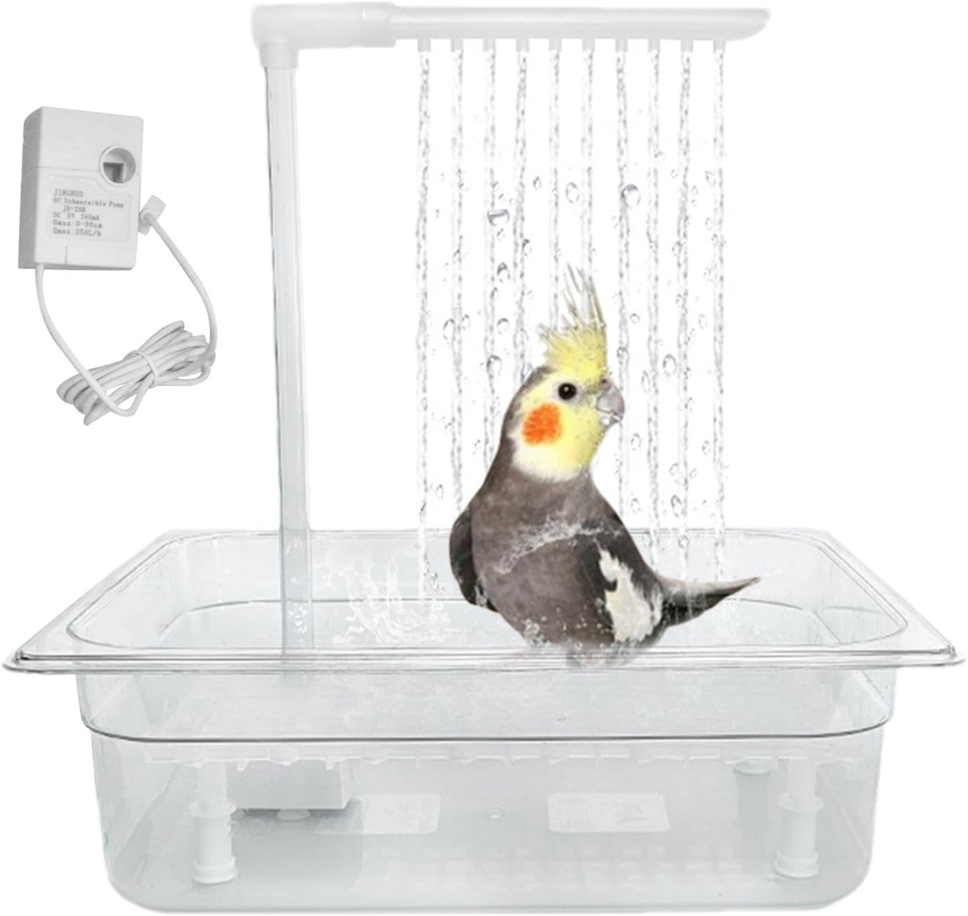 Dreuhuing Bath Tub for Bird Parrot, Multipurpose Bird Bathtub with Multiple Faucets, Bird Automatic Bathtub, Parrot Automatic Bathtub, Fountain Shower for Budgie Bath, Parrot Bath Box for Cage image number 6