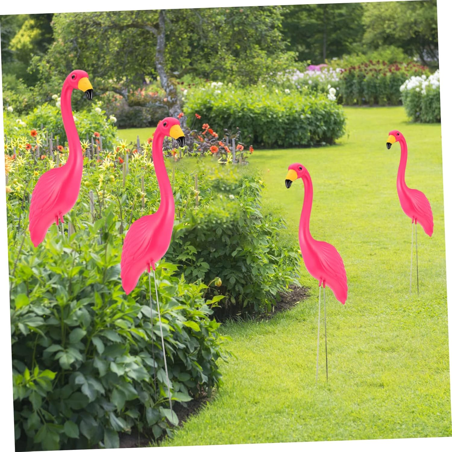 NULYLU 2Pcs Vivid Flamingo Garden Stake Decor Lifelike Flamingo Sculpture Lawn Insert Pink Decoration for Outdoor Spaces for Patios and Gardens