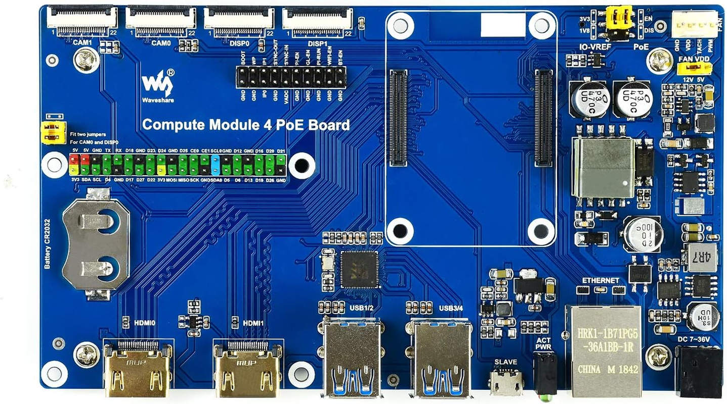 Waveshare Mini Base Board Type B Designed for Raspberry Pi Compute Module 4, Only CM4-IO-BASE-B Base Board Included