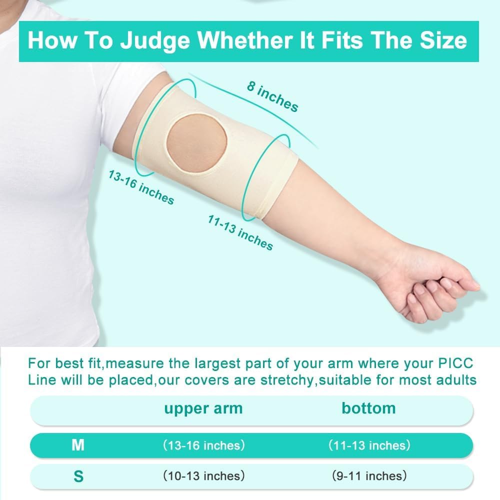 Picc Line Sleeve Picc Line Covers for Upper Arm Picc Medical Caps Cast Protector with Mesh Viewing Window for Women Men Soft and Breathable image number 1