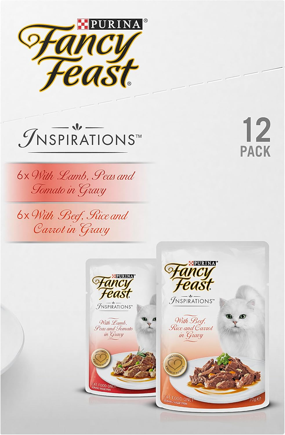 FANCY FEAST Inspirations Adult Wet Cat Food Lamb in Gravy and Beef in Gravy 24X70G image number 1