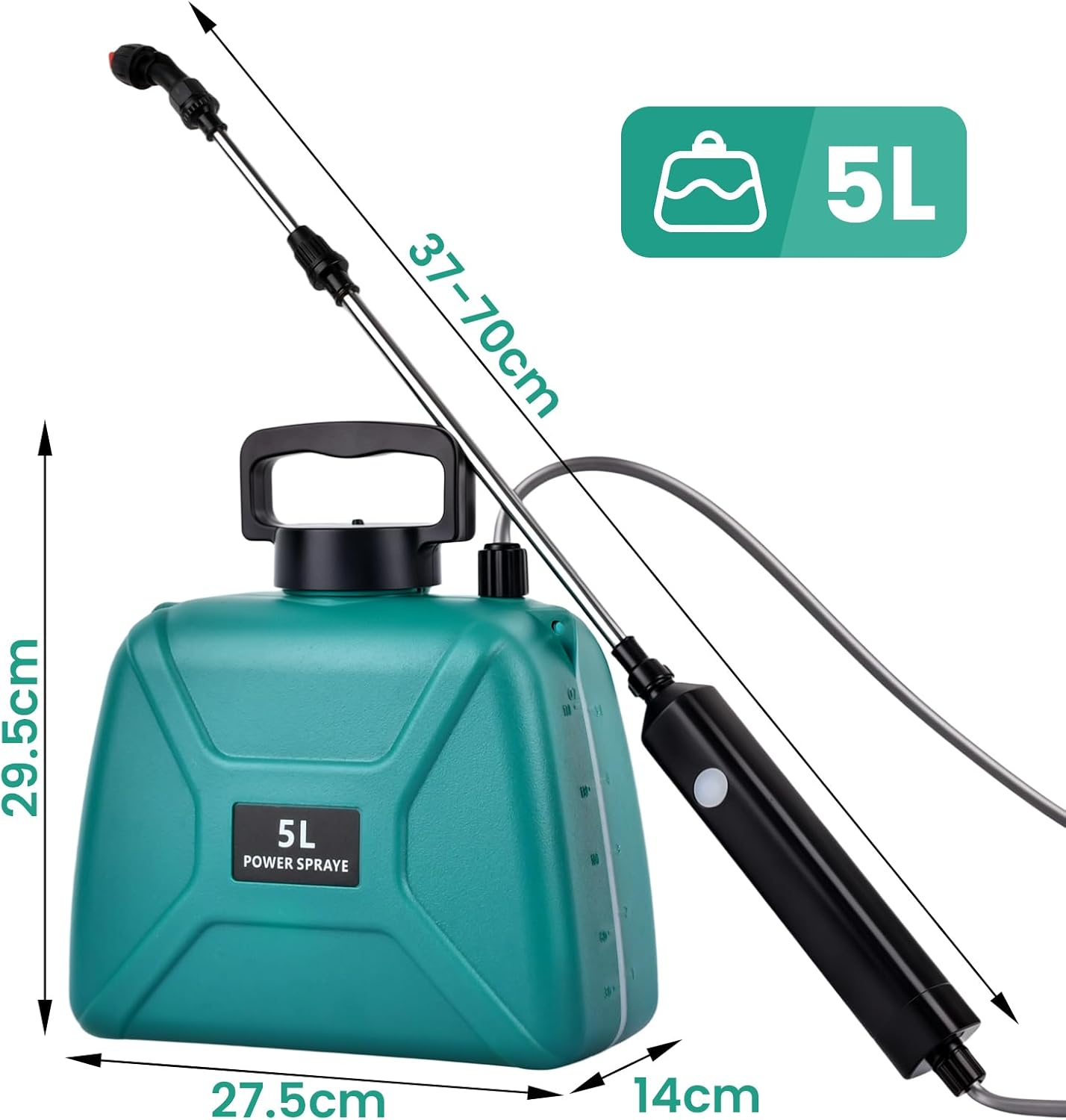 Advwin Electric Garden Sprayer, Battery Powered Sprayer with 3 Mist Nozzles, Rechargeable Handle with Battery Indicator, Garden Sprayer for Lawn, Garden, Cleaning image number 4