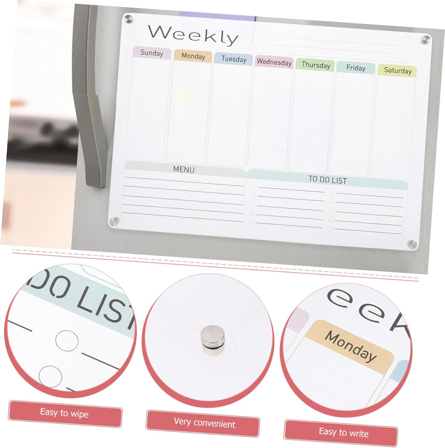 BCOATH Planning Boards Magnetic Dry Erase Refrigerator Memo Pad Kitchen Schedule Planner - As Shown 1 image number 4