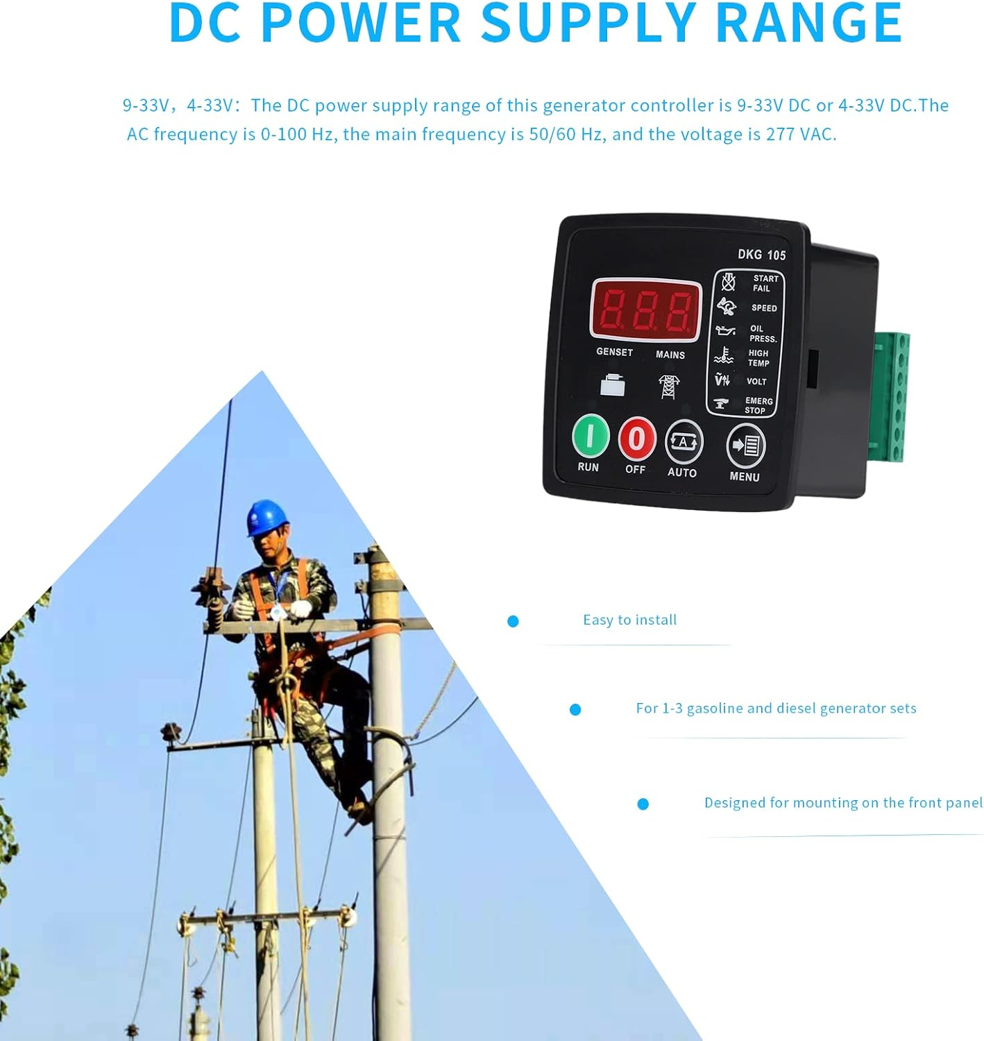 Engine Generator Controller, Remote Start Stop Generator Controller, DC 9-33V Flame Retardant Universal Generator Controller for Ships or Generator Communication image number 5