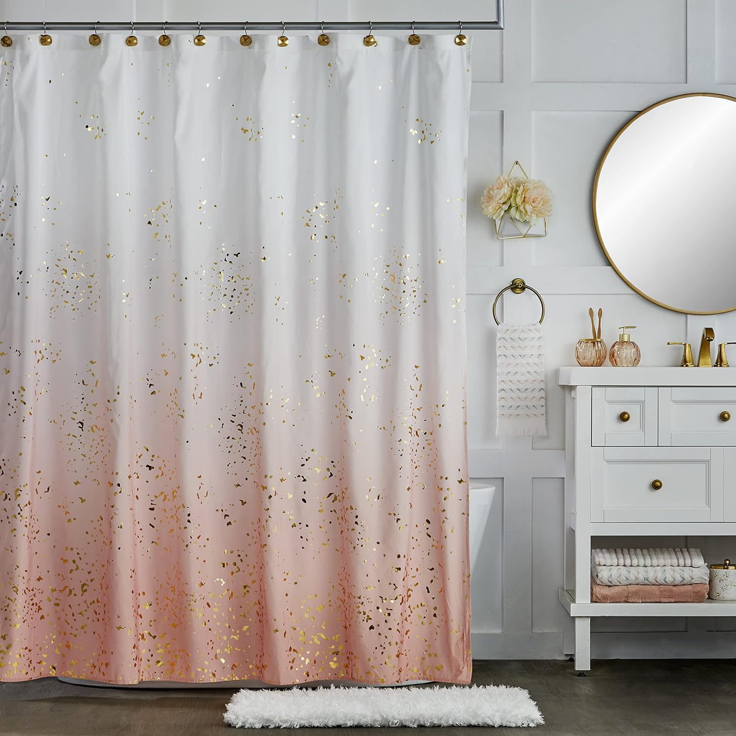 SKL Home by Saturday Knight Ltd. Splatter Fabric Shower Curtain, Pink image number 1