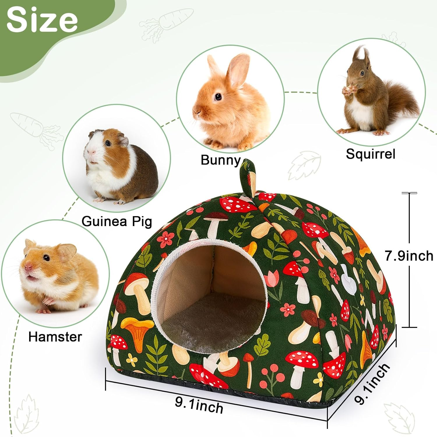 Hedgeink Guinea Pig Bed 2 Pack Hamster House with Soft Pads Washable Rabbit Hideout with Non-Slip Bottom Small Animal Hide Cage for Hedgehog Chinchilla Ferret image number 1