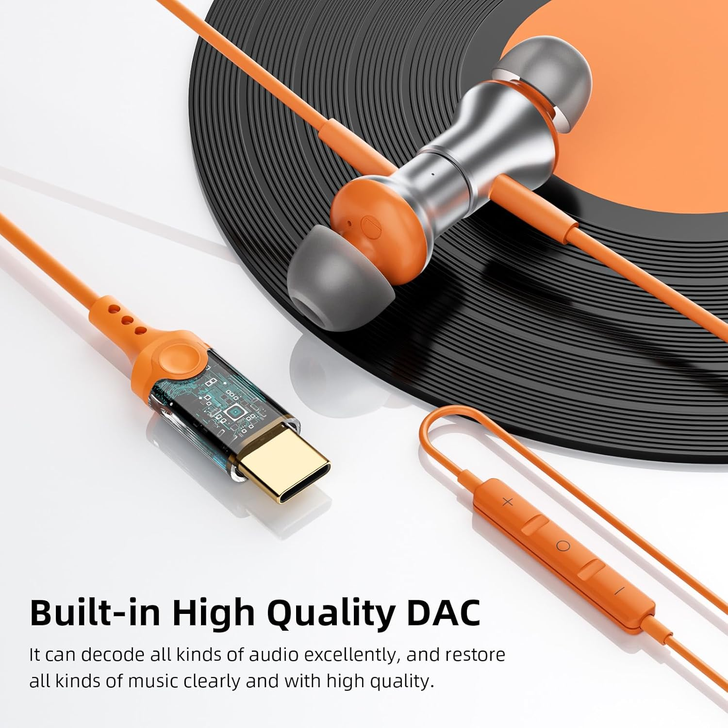 USB C Headphones with Microphone for Iphone 17 Pro Max 16E 15 Plus, USB Type-C In-Ear Earbuds Noise Isolation Hifi Stereo Wired Earphone Volume Controls for Samsung S25 Google 9 Oneplus 13 image number 6