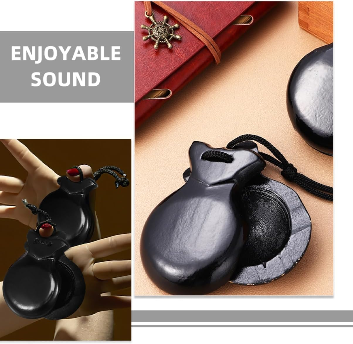 2Pcs Spanish Castanets Adults Instruments Percussion Instruments for Adults Percussion Castanets Classroom Rewards Castanets Instrument Party Favors Handheld Castanets Wood image number 1