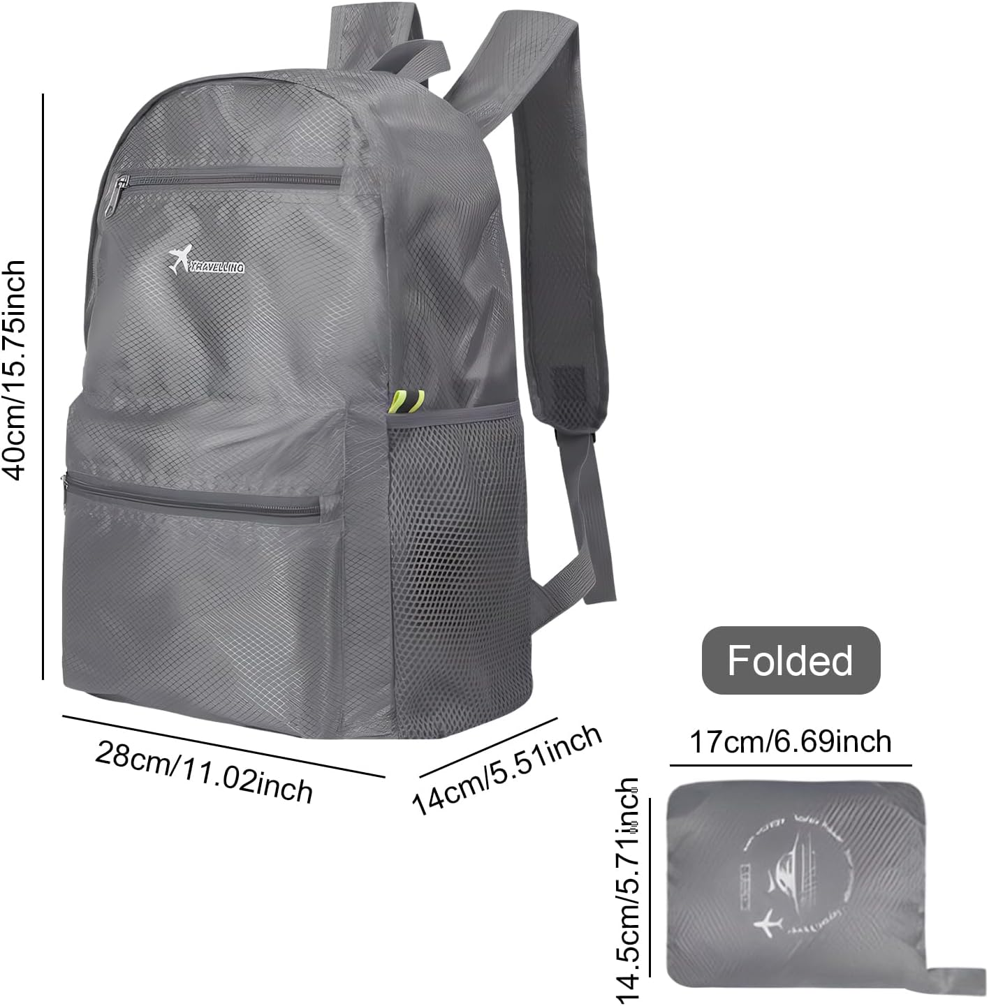 Foldable Hiking Backpack, Foldable Backpack, Ultra Lightweight Rucksack, Unisex Packable Backpack for Men Women, Waterproof Travel Daypack for Outdoor Sport Biking Hiking Climbing image number 2