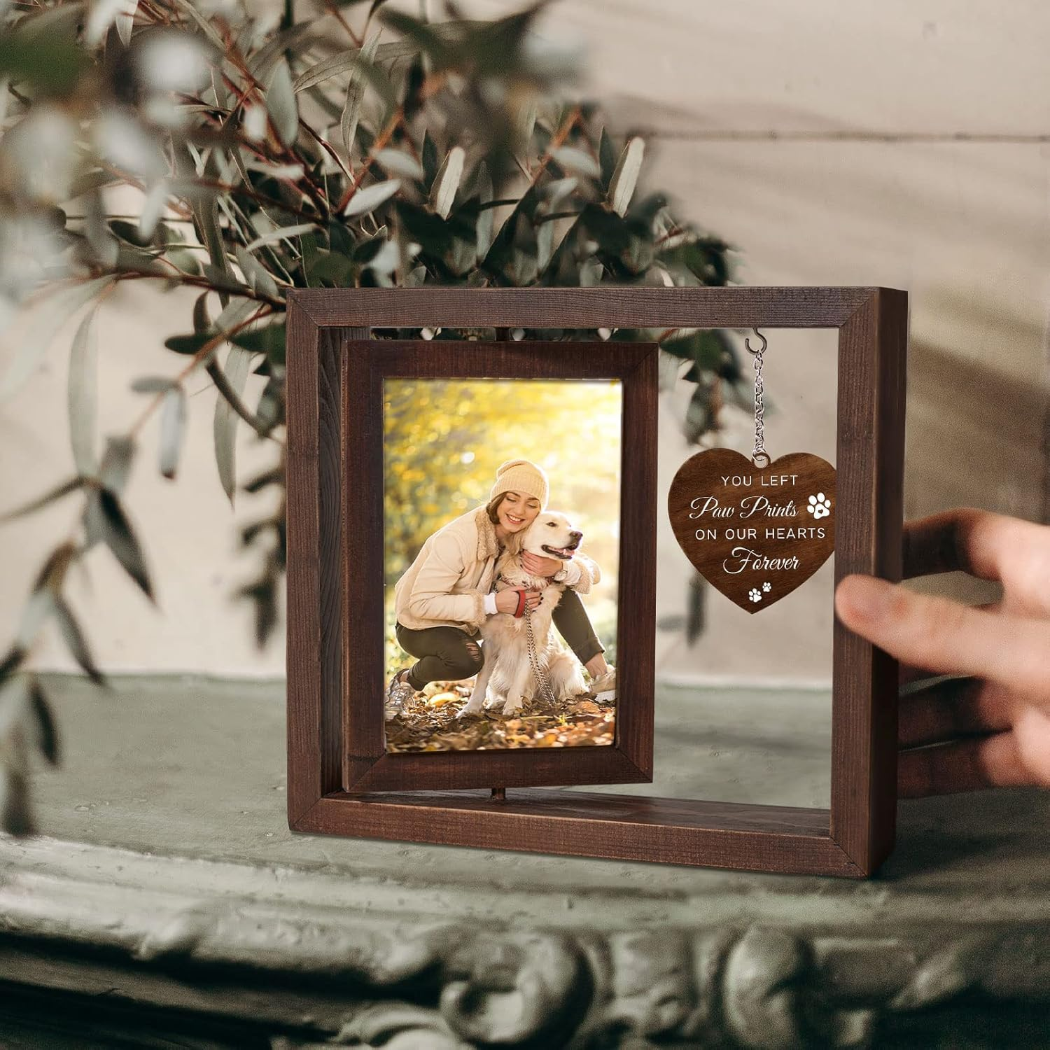 Jigfoxy Dog Memorial Picture Frame - Rotating Wooden Frame for 4X6 Photo - Pet Memorial Gifts for Dog Loss Sympathy Bereavement Remembrance Gift image number 4