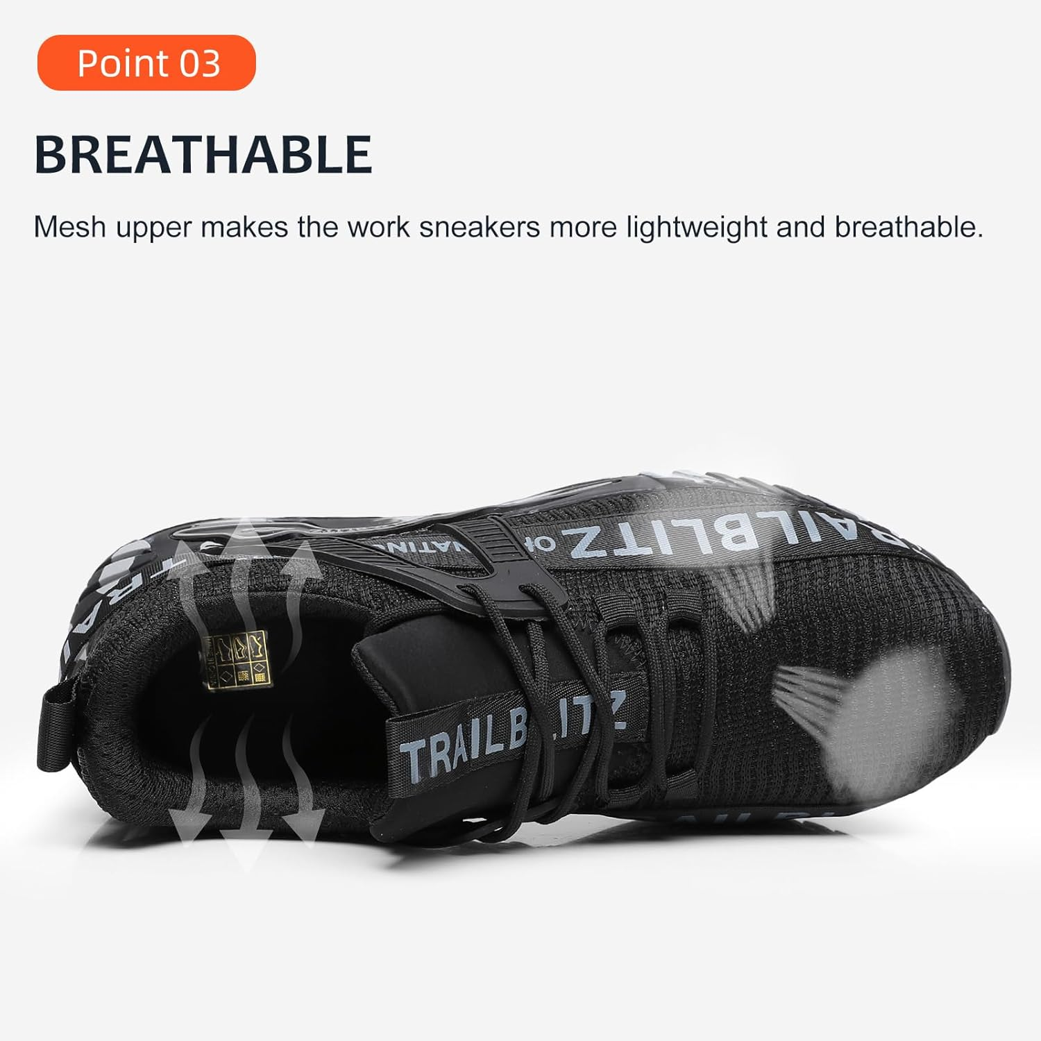 Composite Steel Toe Shoes for Men Work Safety Sneakers Non Slip Comfortable Lightweight Breathable Mens Hard Toe Industrial Construction Tennis Slip on Footwear image number 5