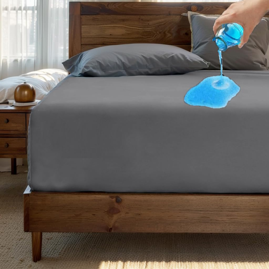 Waterproof Mattress Protector,H HOME-MART Deep Pocket Queen Size Fitted Sheet,Stretch to 46CM Fitted Deep Pocket,Premium Waterproof Mattress Protector, Soft Mattress Pad Cover(White, King)