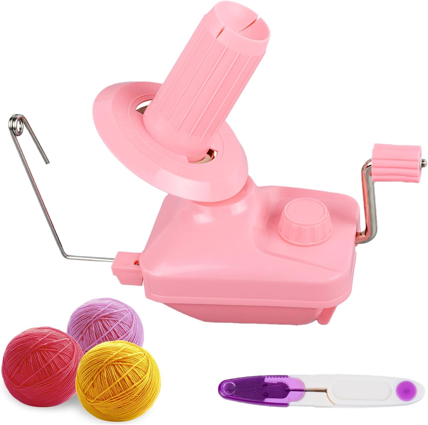 Yarn Ball Winder with Handle, Lightweight Portable Reusable Manual Wool Yarn Winder, Plastic Material, Ideal for Yarn, Wool, Fiber, String image number 1