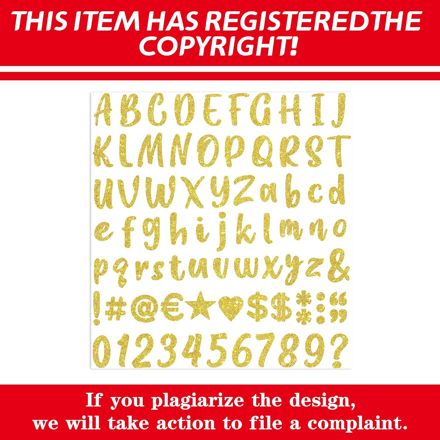 648 Pcs Gold Letter Stickers Glitter Alphabet Number Stickers 8 Sheets Self Adhesive Vinyl Letters Sticker for Graduation Cap Scrapbooking Water Bottles Cup Crafts Classroom Decor(Gold,1 Inch) - Deep Purple image number 2