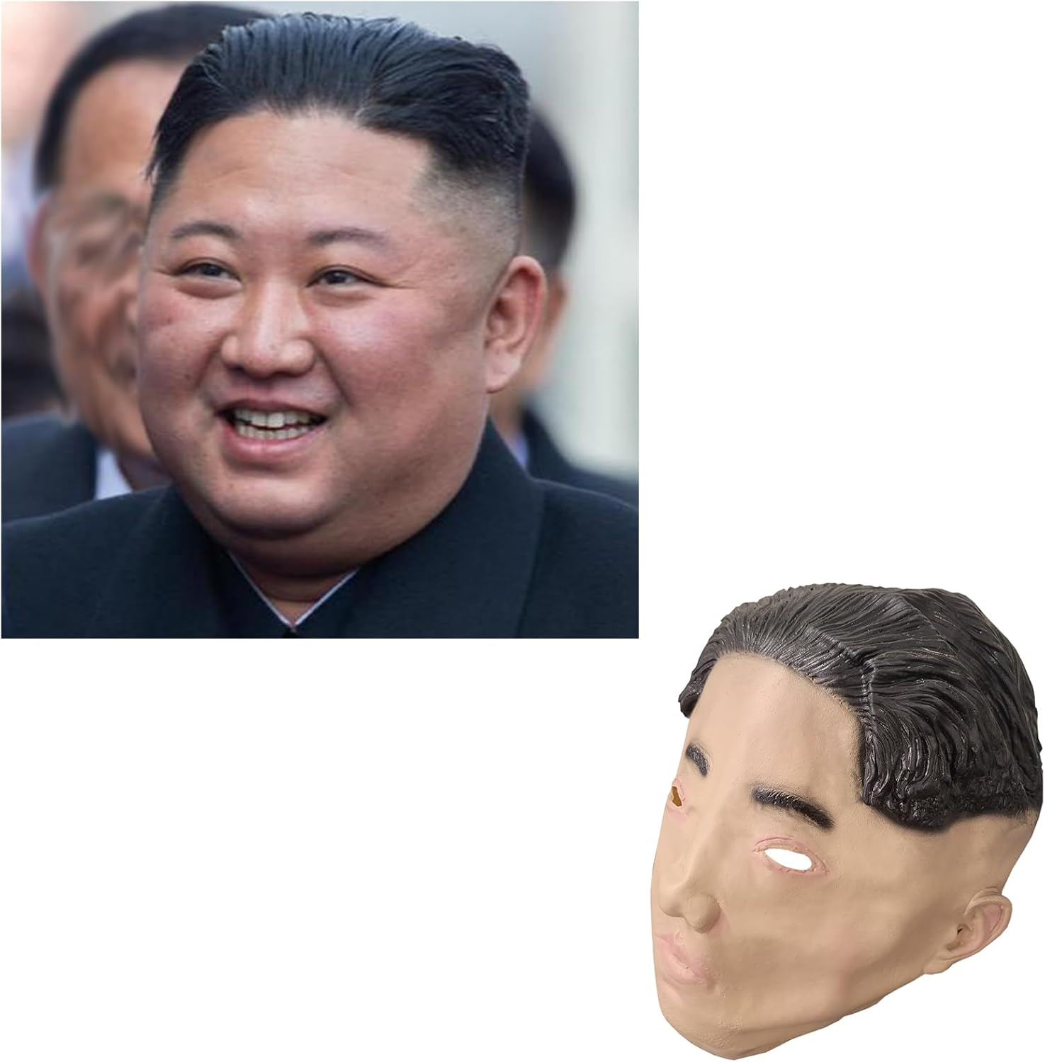 Halloween Skin Latex Asian Yellow Fancy Party Dress Costume Mask Hat Cap image number 2